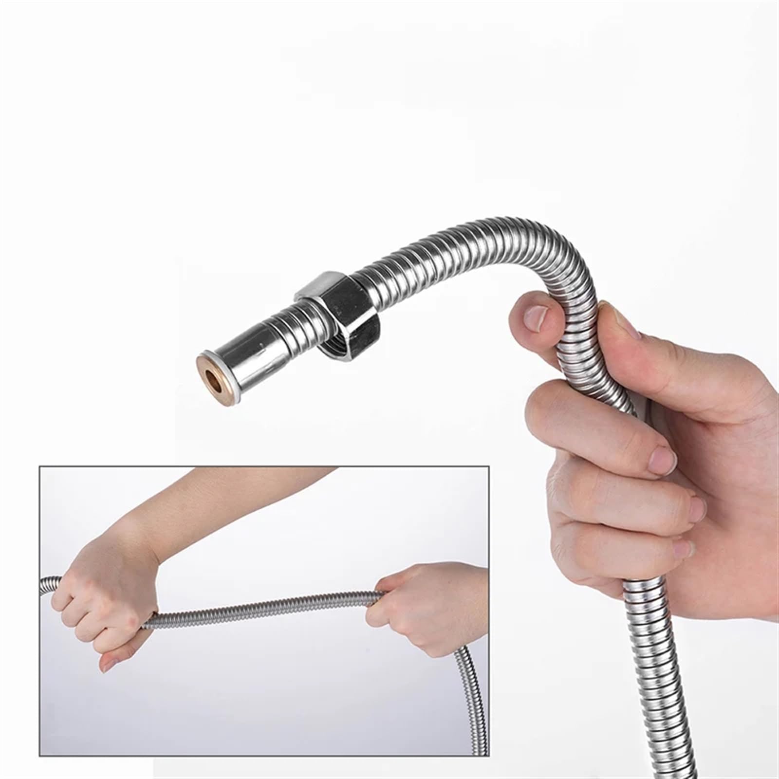 Manguera de ducha flexible de acero inoxidable de 2 m, tubo de fontanería elástico para accesorios de baño, conecta inodoro y inodoro de 1,27 cm y fácil de instalar, acabado plateado