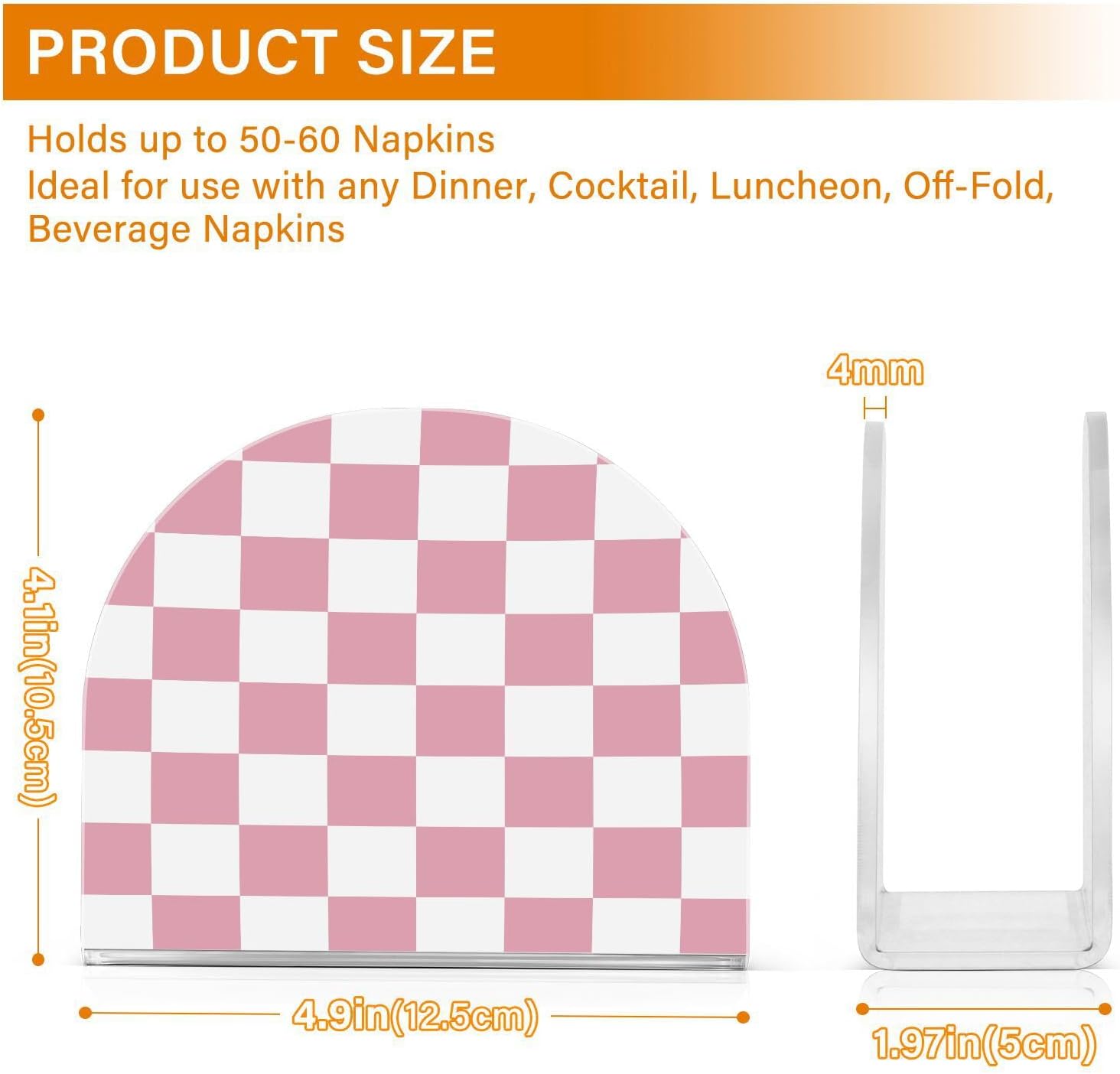 ALAZA Pink White Checkered Napkin Holders image 4
