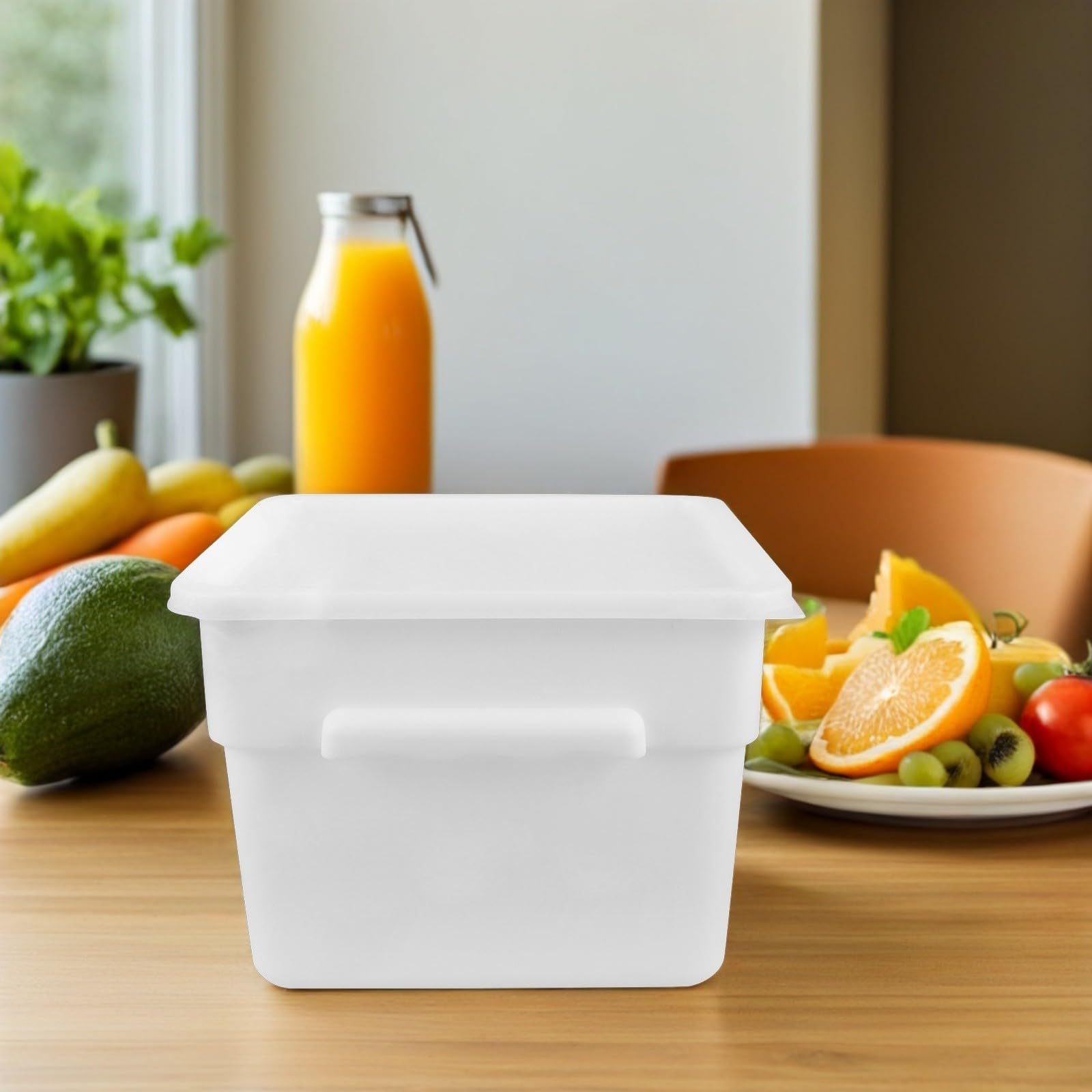 POPETPOP Contenitore Quadrato in Plastica con Coperchio 12l Bianco | Manico Integrato, Adatto per Cucina e Meal Prep, Dimensioni 29, 00x29, 00x21, 00cm