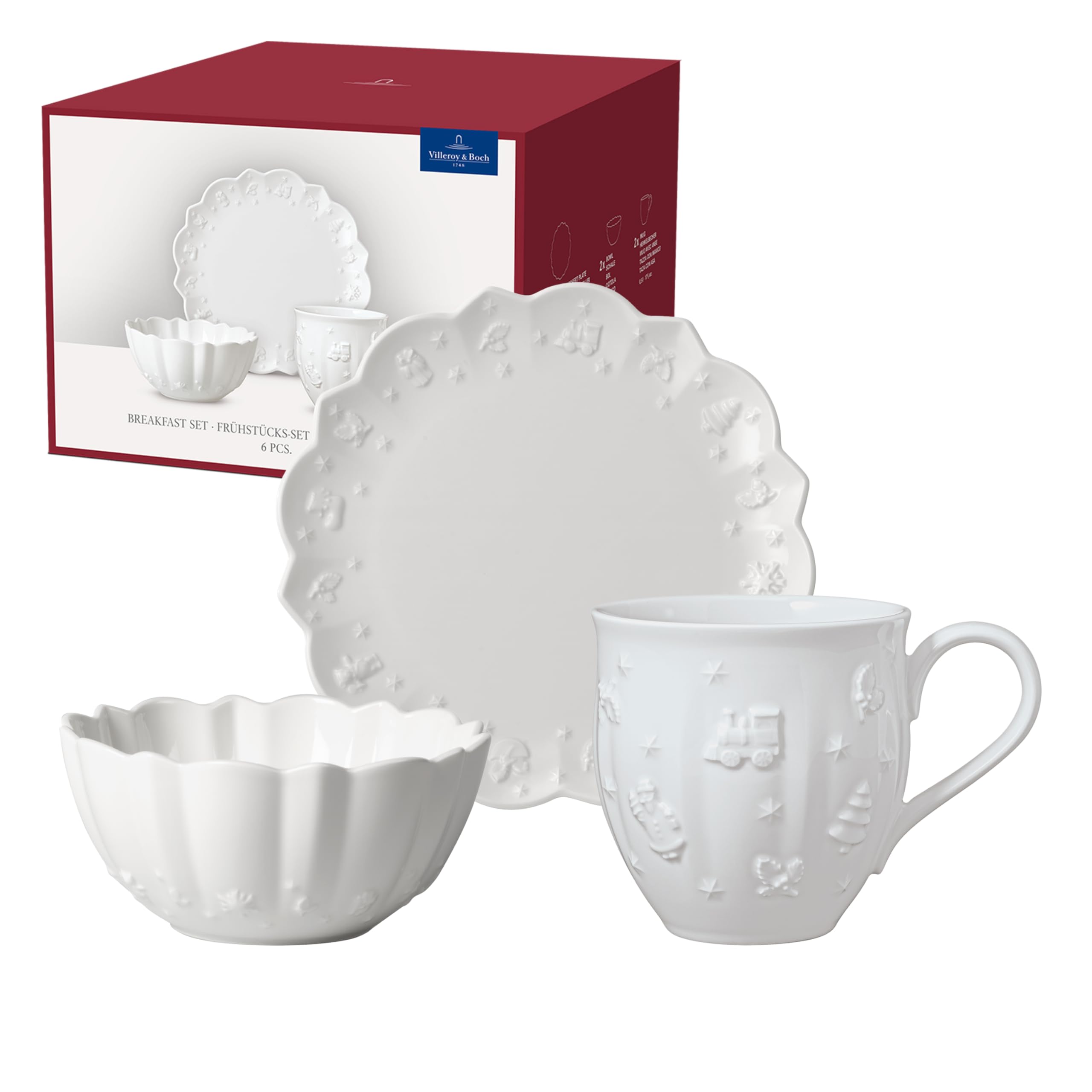 Villeroy & Boch – Toy's Delight Royal Classic servizio da caffè 6pz, piatti da colazione, ciotole per cereali, tazze, porcellana, lavabile in lavastoviglie, utilizzabile nel microonde