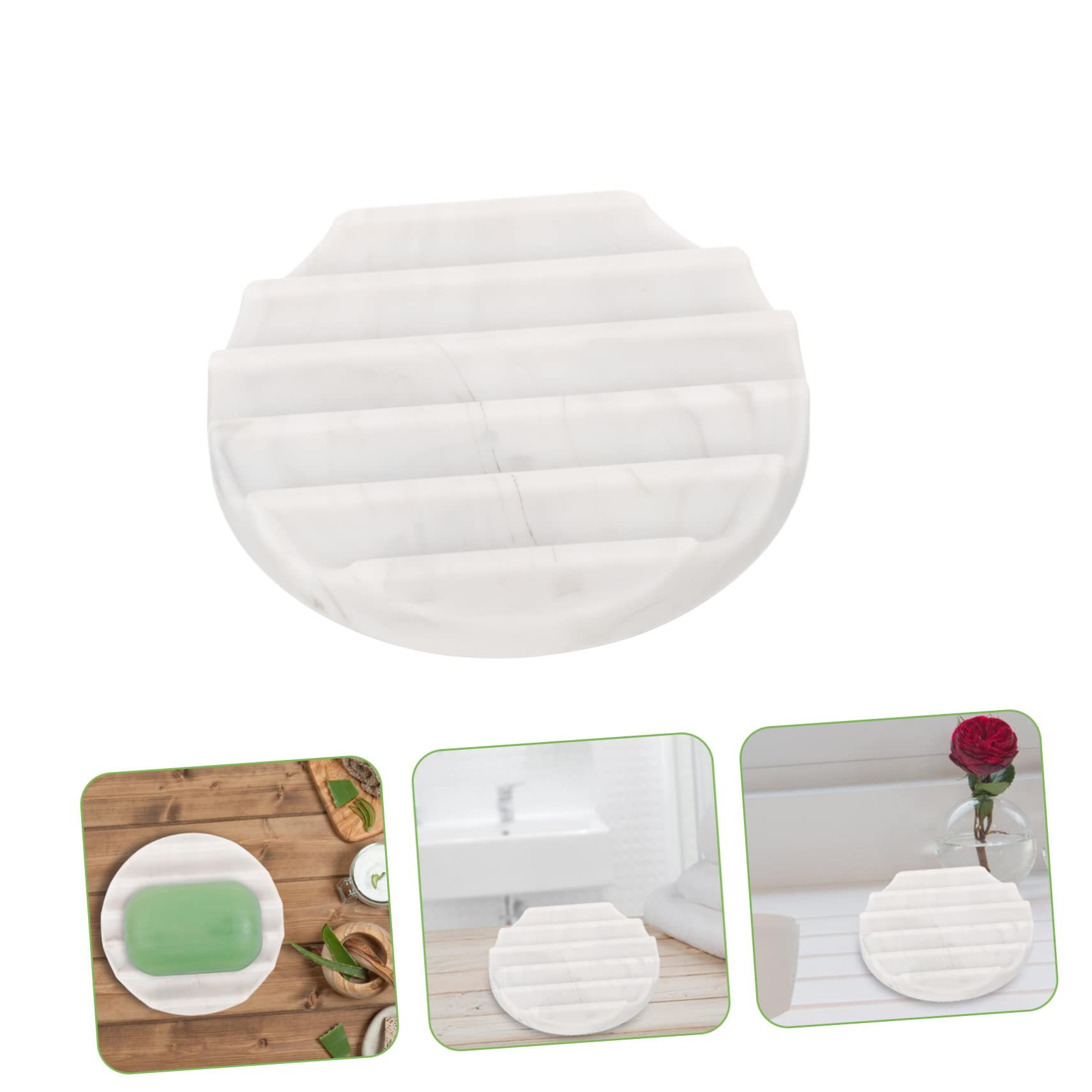 PRETYZOOM 5 Pezzi Essenziali Per Il Bagno: Porta Sapone Con Texture in Marmo Robusto Vassoio Porta Sapone Drenante Facile Da Pulire Durevole