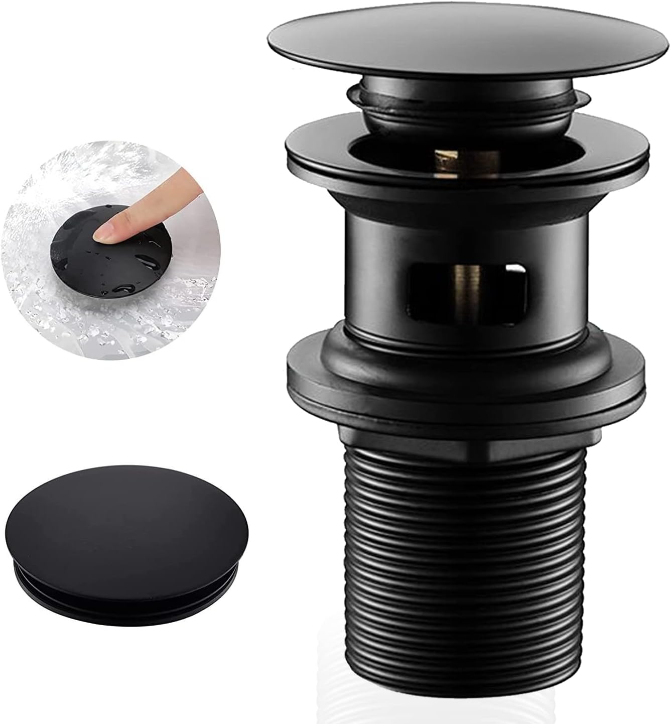 JINYOMFLY Piletta Click Clack Universale, Piletta Bidet Nero, Piletta