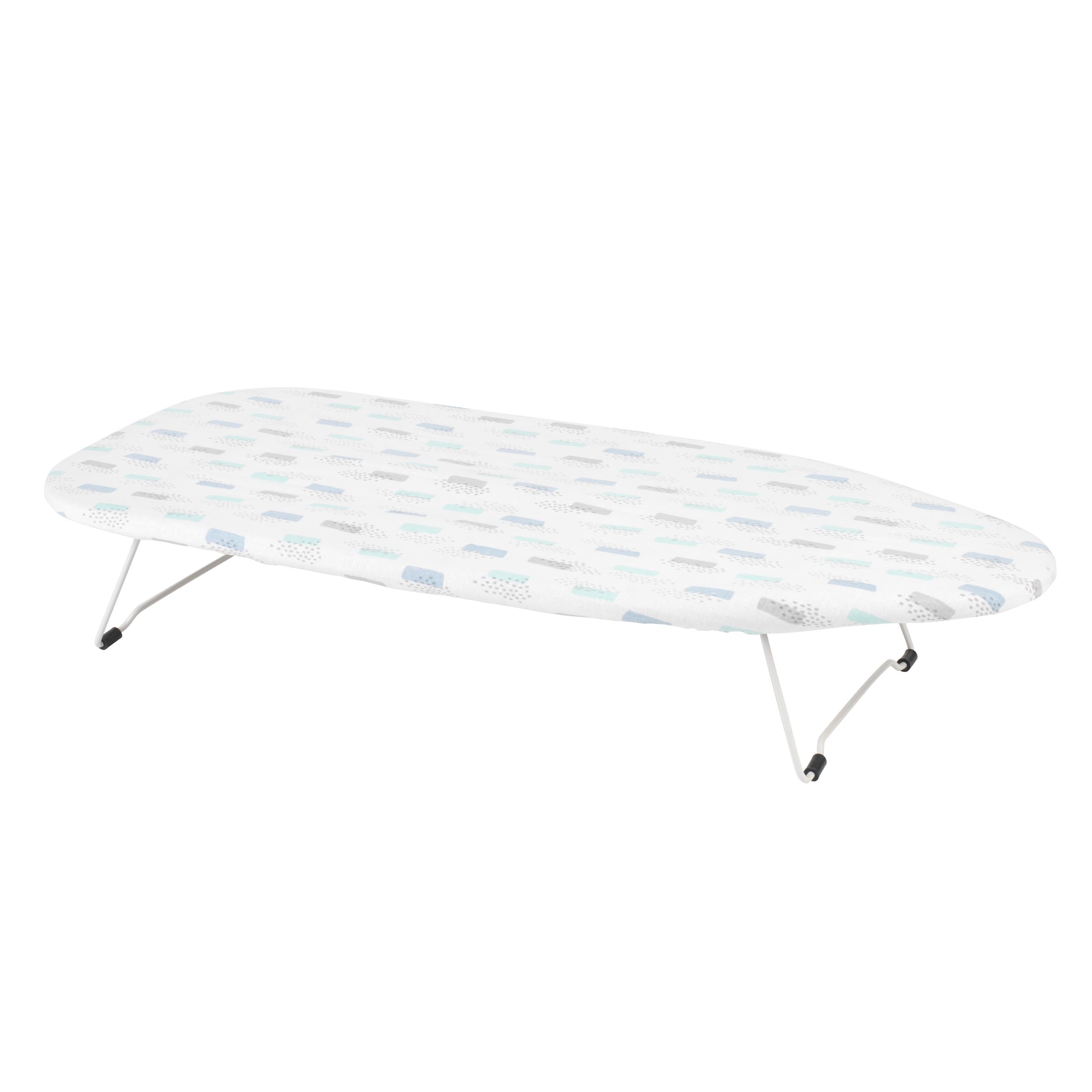 Kleeneze KL062291ELISEFEU7 Foldable Tabletop Ironing Board – Compact Ironing Table, 100% Cotton Cover, Suitable for Left & Right-Handed Users, Ideal for Travel and Small Homes, Lightweight, 73 x 31 cm