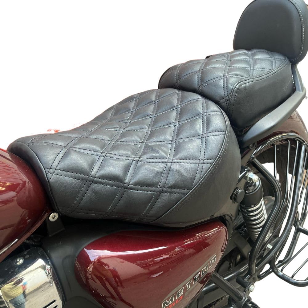 Sahara Seats Compatible with Meteor 350 /Fireball/Stellar/Supernova Diamond Cushion Seat Cover for Standard and Touring Seats(Black)-image-45