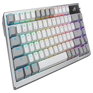 ASUS ROG Azoth Wireless Mechanical Gaming Keyboard  75% TKL, Tri-Mode Connectivity, Hot Swappable Pre-lubed ROG NX Snow Linear Switches, PBT Keycaps, RGB, OLED Display, PC/Mac Support - White