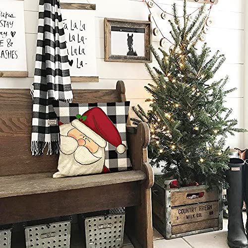Christmas Pillow Covers 18X18 Set Of 4 For Christmas Decorations Buffalo Plaid Santa Claus Snowman Let It Snow Christmas Pillows Throw Pillows Christmas Farmhouse Decor For Couch A436-18 #TOP2