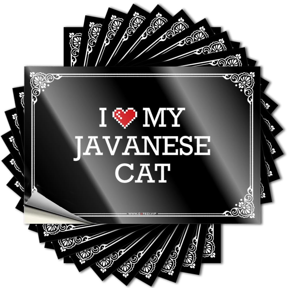 Fall Door Decor, Funny Sticker Funny Door Quote Stickers, Girly No Residue Decals for Luggage | Long Party Favor Custom I Love My Javanese Cat(12X18CM)