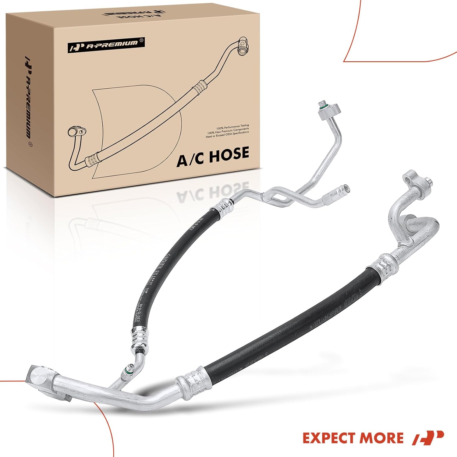 A-Premium A/C Suction and Discharge Line Hose Assembly Compatible with Ford Excursion 2000-2003 V8 7.3L, with Rear Temperature Controls