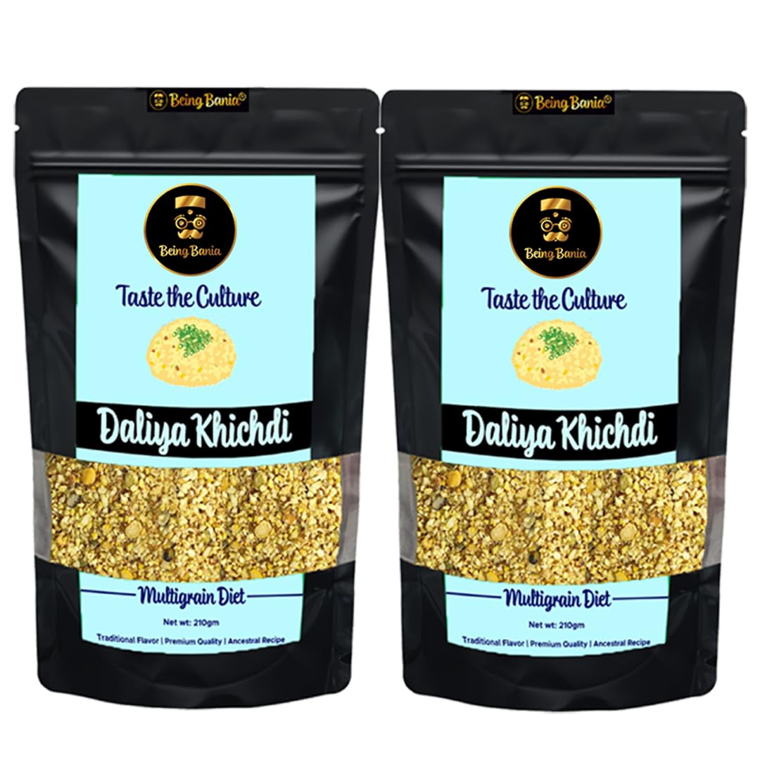 Being Bania Premium Multigrain Daliya, 210g | 100% Natural | High Fiber with Rolled Oats and 8+ grains | Healthy Dalia Khichdi | Diet Food for healthy life (Pack of 2)-image-36