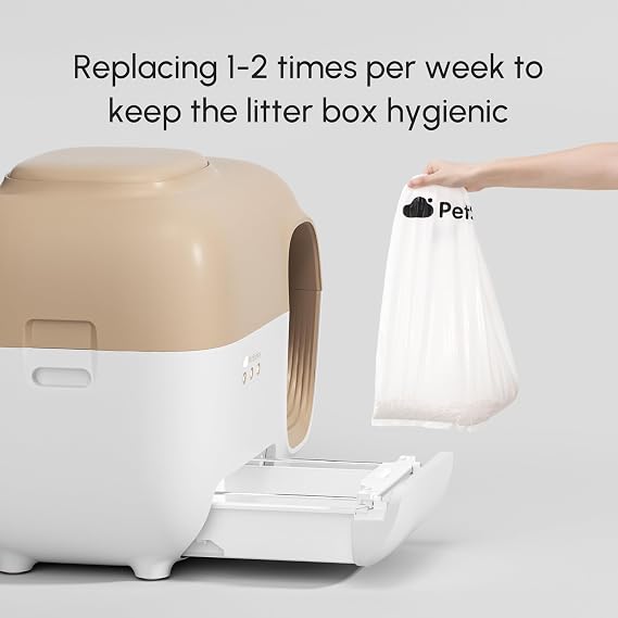 PetSnowy Cat Litter Box Liners, 50-Pack Self-Sealing Waste Bags for All PetSnowy Automatic Self-Cleaning Litter Boxes, Genuine Leak-Proof Refill Bags, Easy-Lift No-Touch Disposal