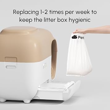 PetSnowy Cat Litter Box Liners, 50-Pack Self-Sealing Waste Bags for All PetSnowy Automatic Self-Cleaning Litter Boxes, Genuine Leak-Proof Refill Bags, Easy-Lift No-Touch Disposal