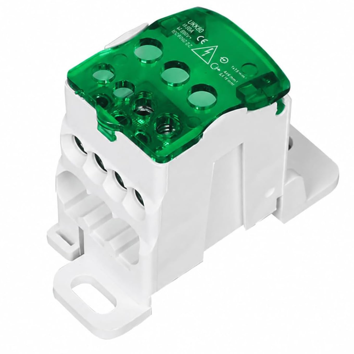 Electrifier UKK80 80A Single Pole Power Distribution Block DIN Rail | 1 Main Input up to 35mm², 6 Outputs up to 16mm² | Screw-Clamp Terminals | Hinged Transparent Cover-image-39