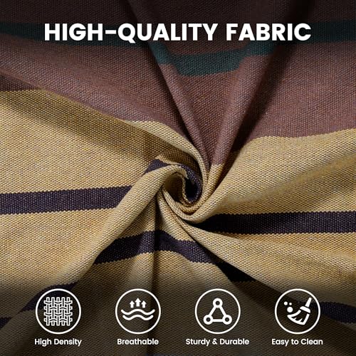 Lazy Daze Hammocks Cotton Fabric Double Hammock with 55" Spreader Bar, Portable Camping Hammock with Carrying Bag & Tree Straps for Patio, Backyard, Balcony, 450lbs Capacity, Brown & Khaki by Lazy Daze Hammocks - Image 3