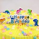 Juzfun Cake Topper Candle Blue Dinosaur Themed for Happy Birthday Letter Decoration Party Celebration gallery image