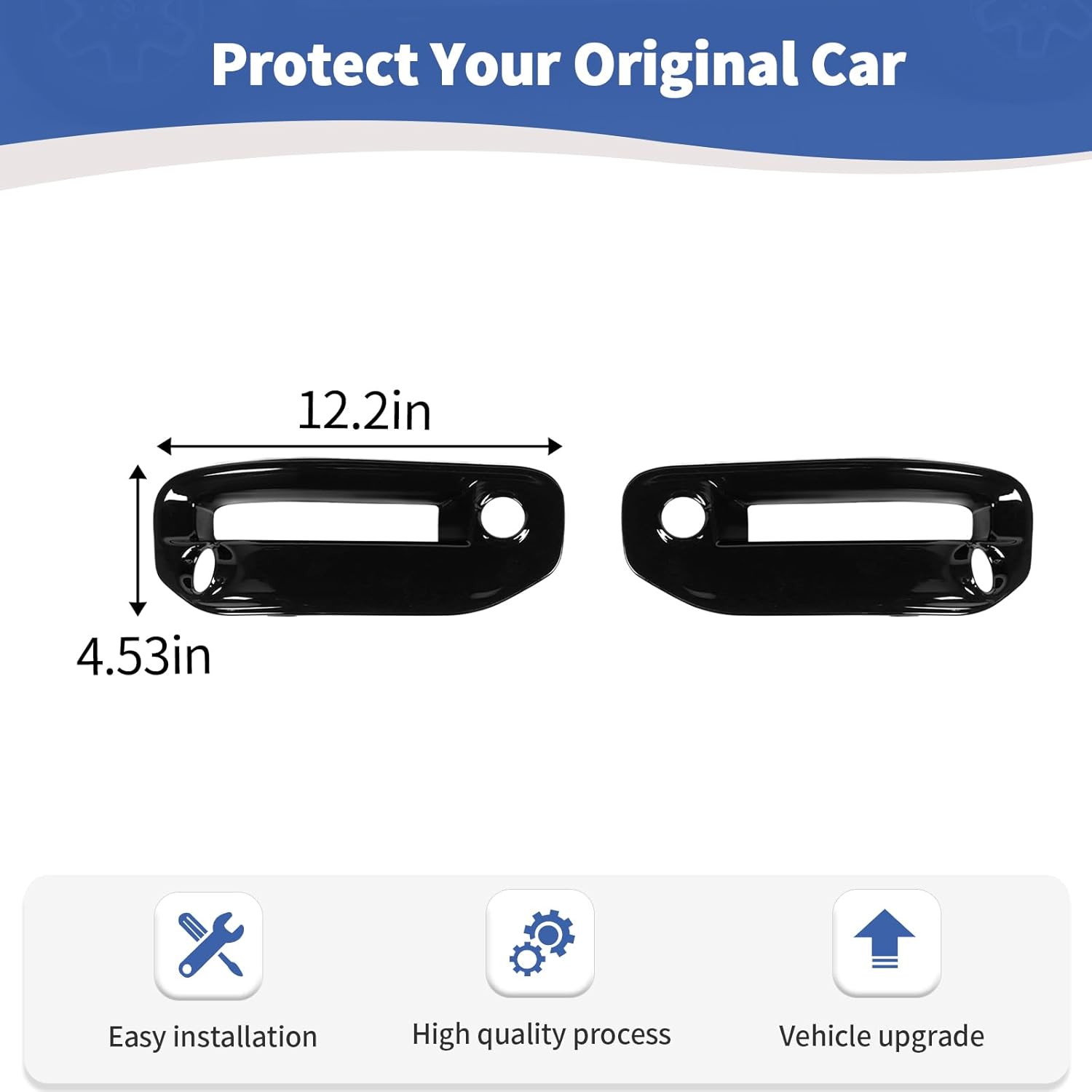for RAM Front Fog Light Cover Trim Fit for RAM 2018-Present Black Exterior Accessories 2pcs