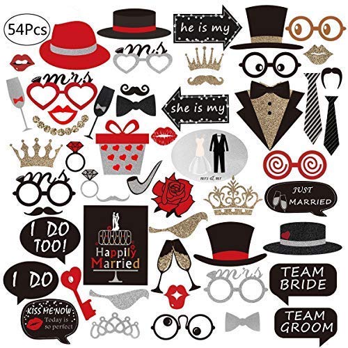 Letop - Lote de 54 Palillos para Fotos de Boda, cumpleaños, graduación y Fiestas