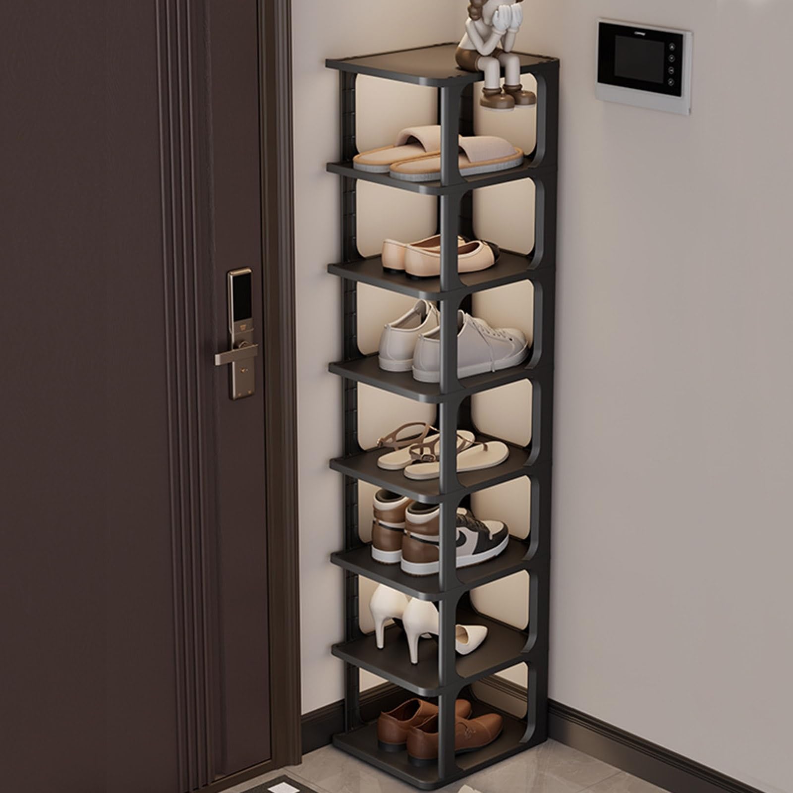 Étagère à chaussures 8 niveaux meuble de rangement autonome pour entrée étroite et livres