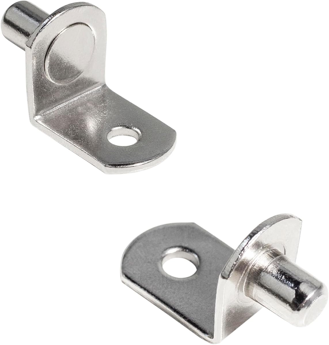 1/4 Inch (6.35mm) Shelf Pins L-Shaped Metal Support Pegs Bracket-Style Clips for Bookshelf Kitchen Cabinet Cupboard Shelves Holders, 20 PCS Nickel Plated Silver