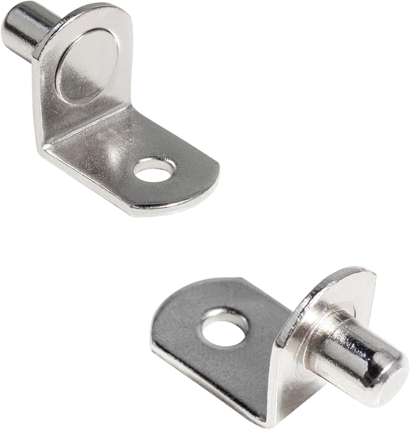 1/4 Inch (6.35mm) Shelf Pins L-Shaped Metal Support Pegs Bracket-Style Clips for Bookshelf Kitchen Cabinet Cupboard Shelves Holders, 20 PCS Nickel Plated Silver