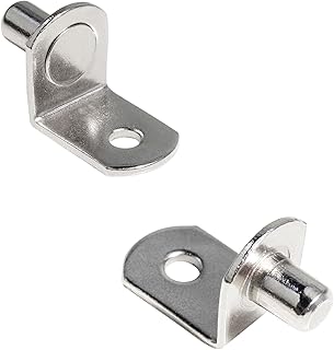 1/4 Inch (6.35mm) Shelf Pins L-Shaped Metal Support Pegs Bracket-Style Clips for Bookshelf Kitchen Cabinet Cupboard Shelves Holders, 20 PCS Nickel Plated Silver