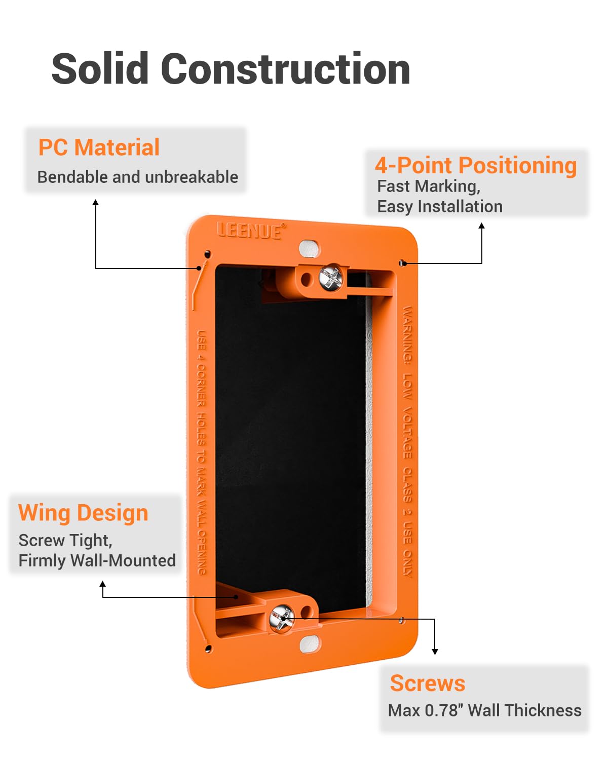 6 Pcs Low Voltage Mounting Bracket for Single Gang Wall Plate Orange — Amazon image 2