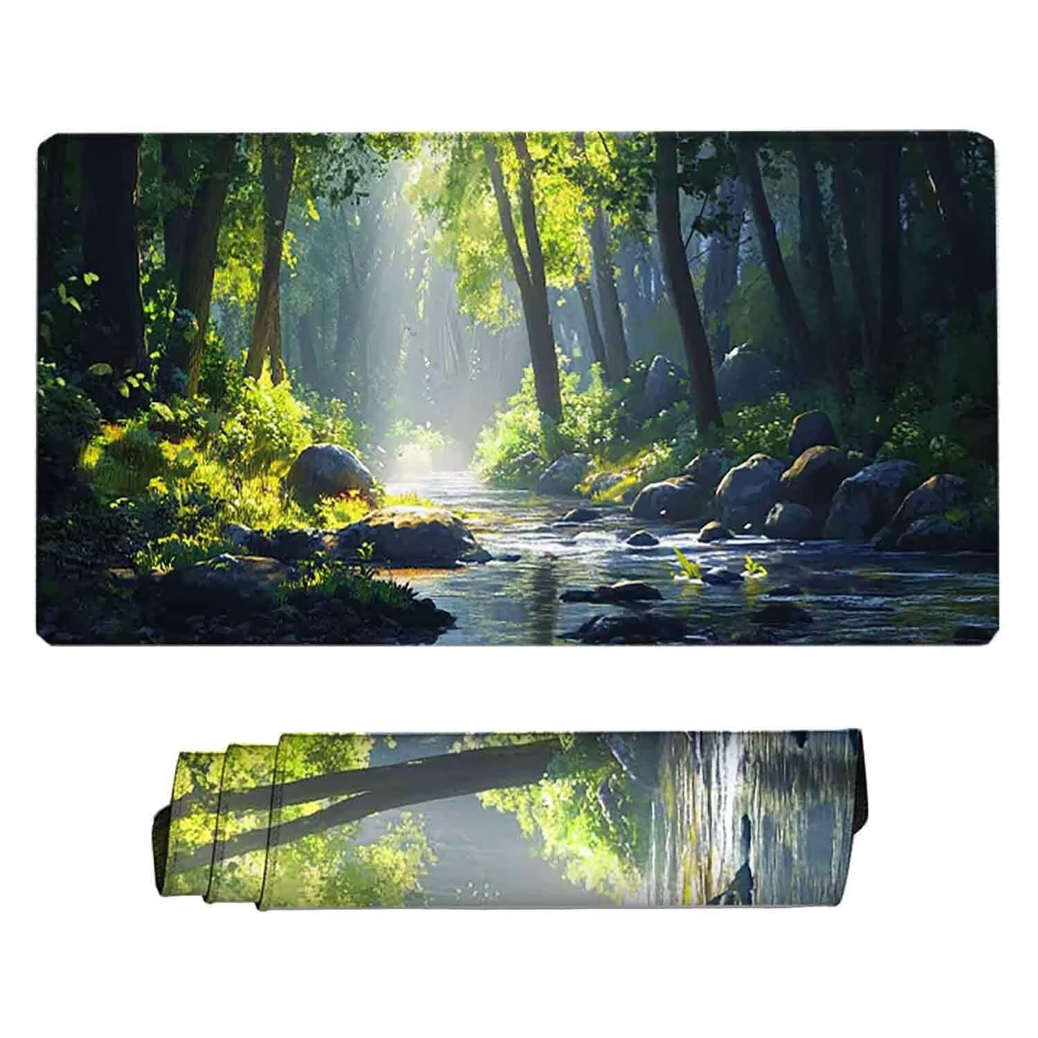 Zielona podkładka pod mysz drzewo podkładka pod mysz XXL 1200 x 600 mm podkładka pod mysz z przeszytymi krawędziami i gumową podstawą antypoślizgowa podkładka pod mysz XXL do gier, laptopa, akcesoria