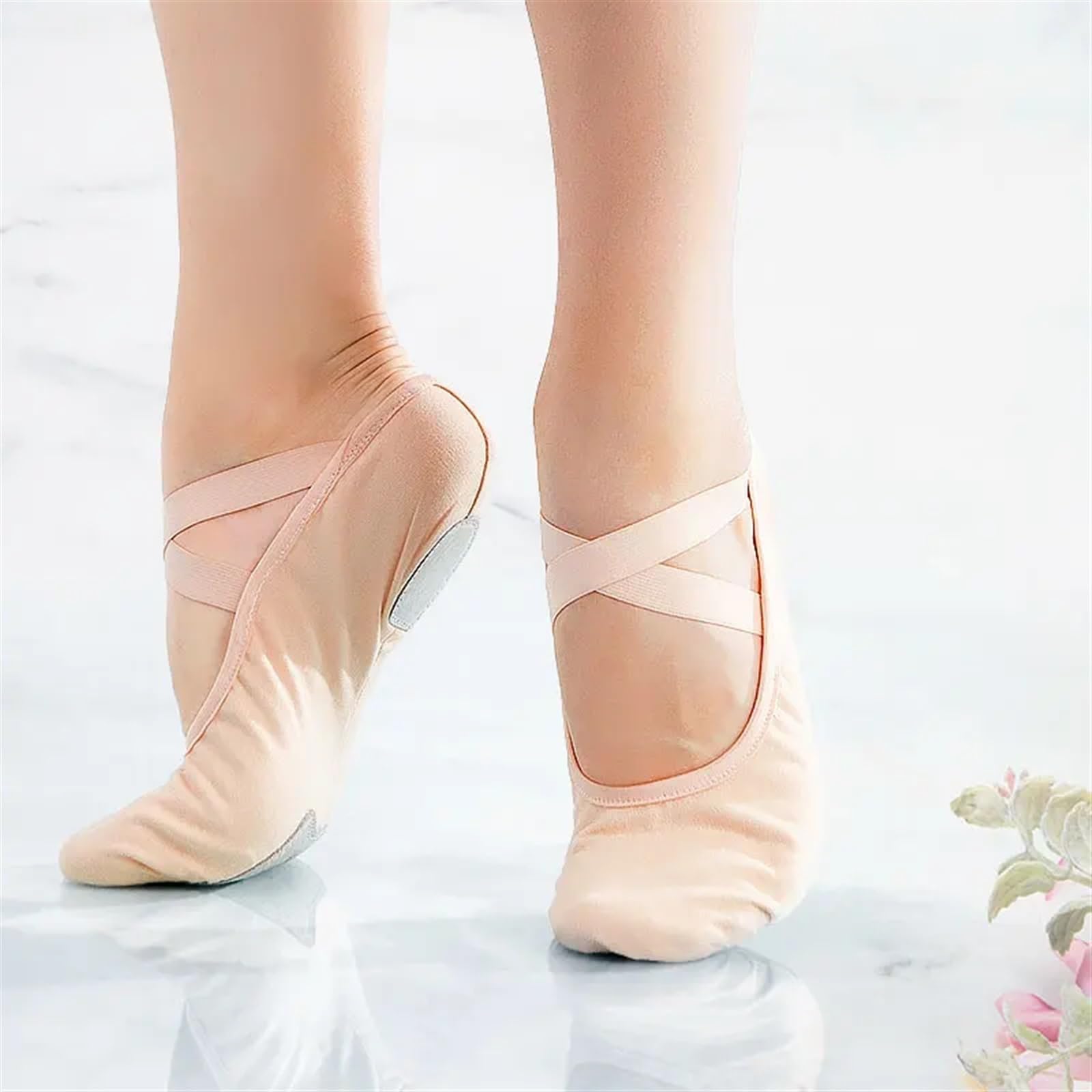 Ballettpantoffeln Ballettschuhe for Mädchen und Frauen, Gymnastikschuhe, Geteilte Sohle, Ballettschuhe, Canvas-Ballerinas, Kinder, Übungstanzschuhe(White,44)