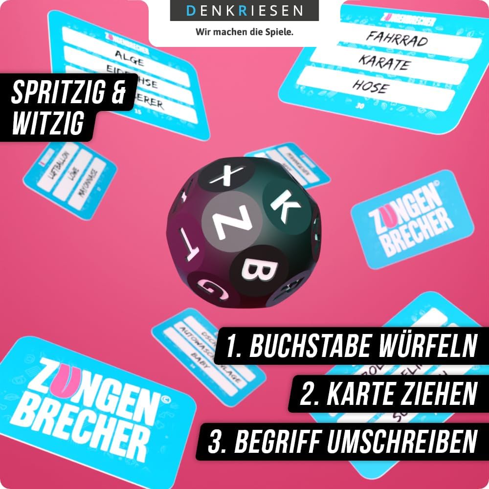 DENKRIESEN - Tongue Breaker © - Out with The Language! | Family Game | Card Game | Travel Game | Party Game | from 16 Years | Funny Children's Game Fun Guaranteed
