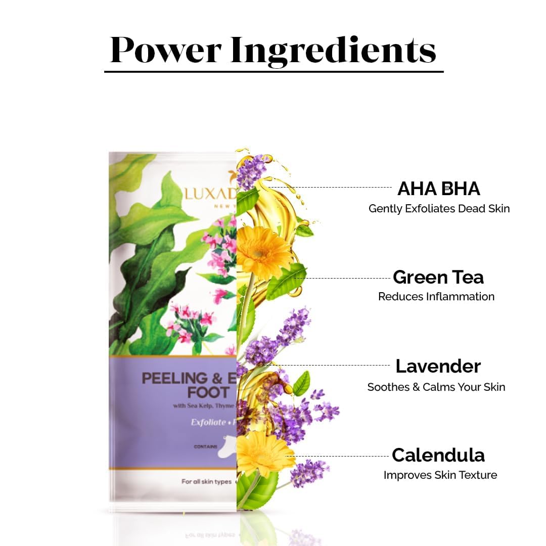 Luxa.Derme Peeling & Exfoliating Foot Mask for Baby Soft Feet | Removes Dry Skin & Hard Calluses | Hydrates Dry Feet (Pack of 1)