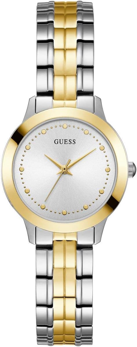 GUESS Classic Slim Stainless Steel + Gold-Tone Bracelet Watch. Color: Silver/Gold-Tone (Model: U0989L8)