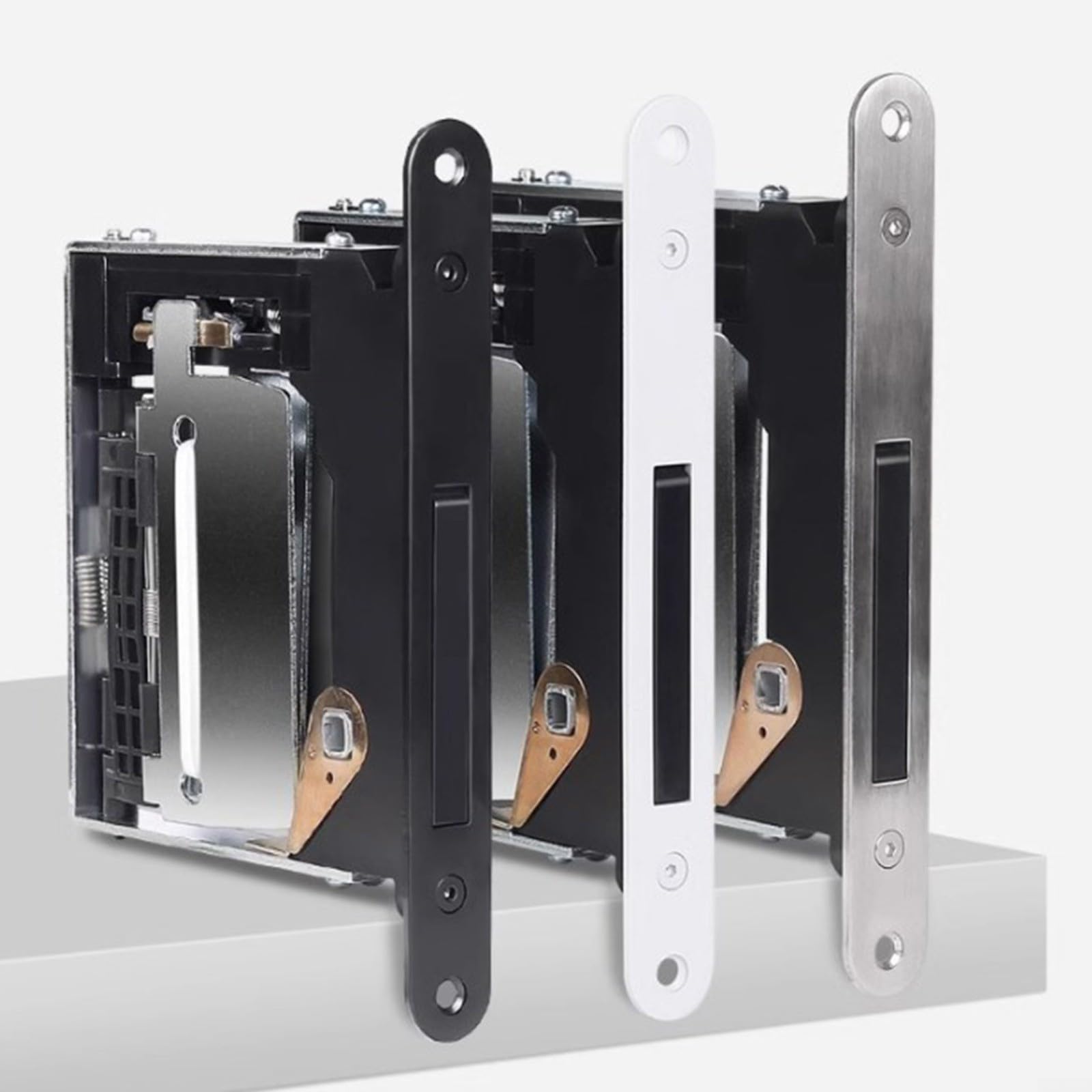 Cerradura de puerta invisible silenciosa para habitaciones interiores, cerradura plana con mango antibloqueo, diseño oculto, aleación de zinc, solución de hardware de seguridad (negro)