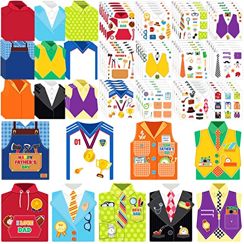 Colarr 45 Pcs Father's Day Card Making Kits Kids Father's Day Diy Crafts Cards Diy Father's Day Shirt Greeting Card With Stickers Handmade Card Making Crafting Kit For Father's Day Party Supplies #TOP28