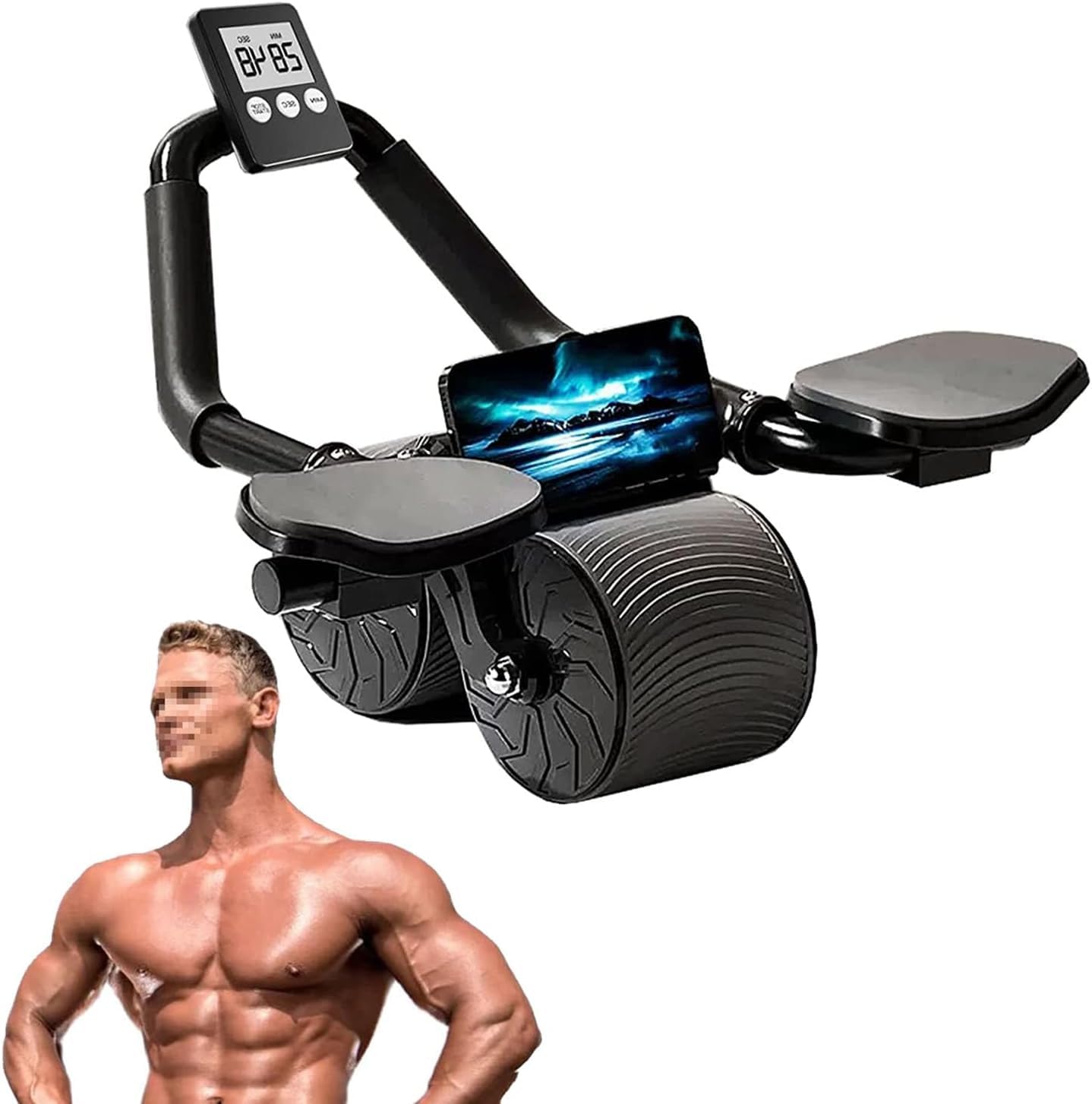 MAHVIW Automatic Rebound Abdominal Wheel with Elbow Support and Timer - Ab Wheel Roller,Ab Abdominal Exercise Roller for Home Gym,Ab Roller Workout Equipment for Men Women (B0CQJPNF7Z) Amazon Price History, Amazon Price Tracker