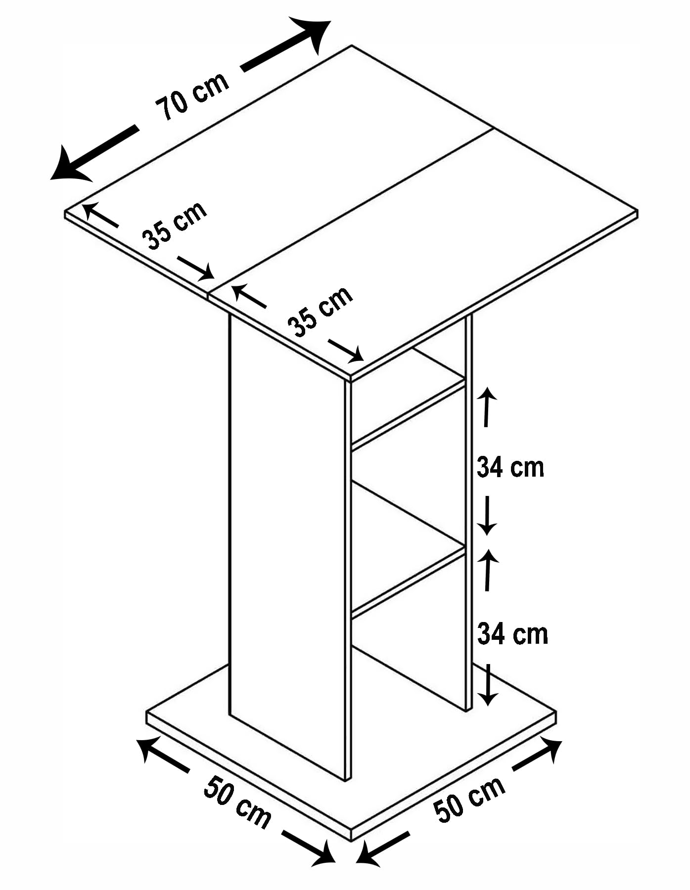 VCM Holz Rednerpult | Maße ca. H. 108 x B. 70 x T. 70 cm | Stehpult mit DREI großen Fächern | Stehtisch - Bofus