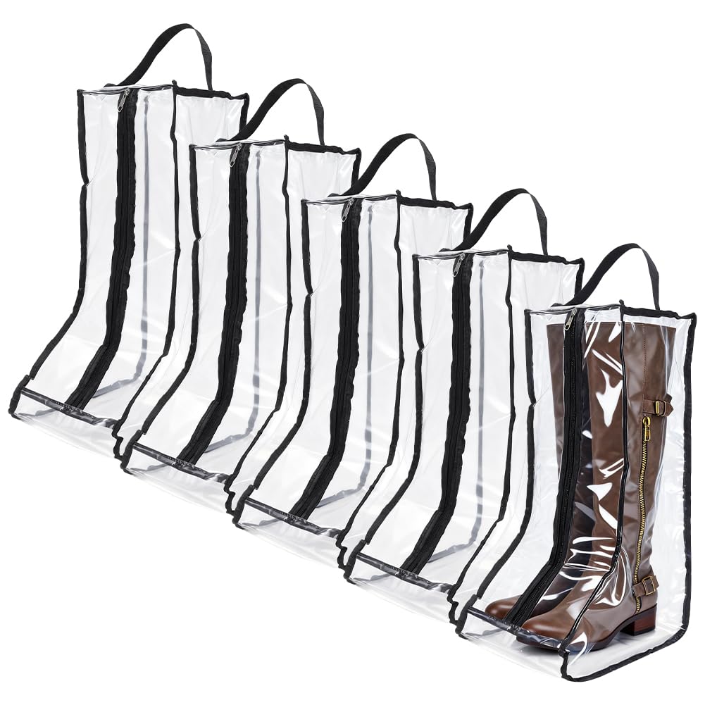 UNICRAFTALE - Bolsas de almacenamiento para botas portátiles de PVC impermeable a prueba de polvo, organizador de botas grandes para viajes, protector de zapatos, bolsa de transporte con asa para