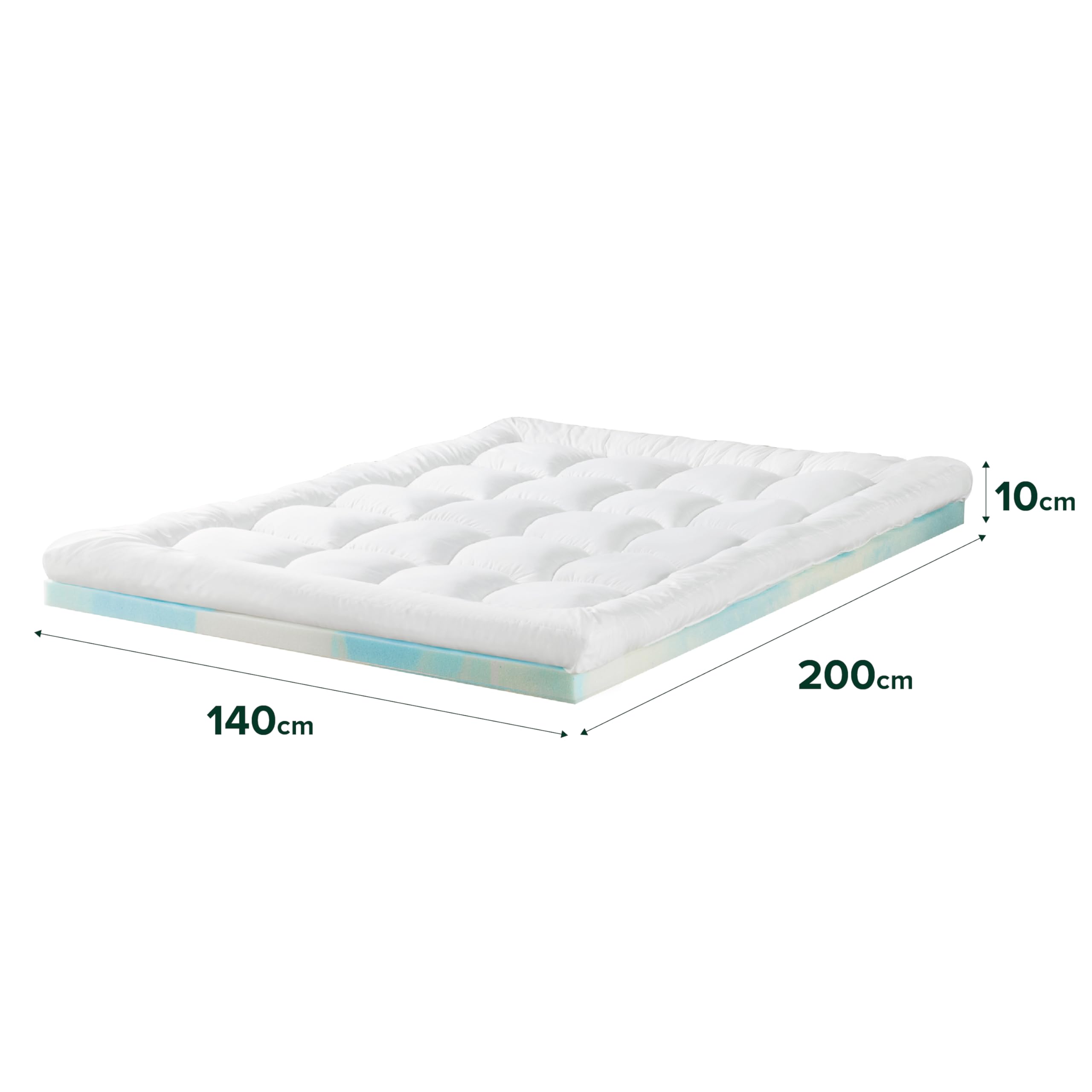 Zinus Materac wierzchni z pianki Visco, 140 x 200 cm, grubość 10 cm, wzornictwo Open-Cell, certyfikat Oeko-Tex, oddychająca i ortopedyczna, ergonomiczny komfort, średnio twardy, biały