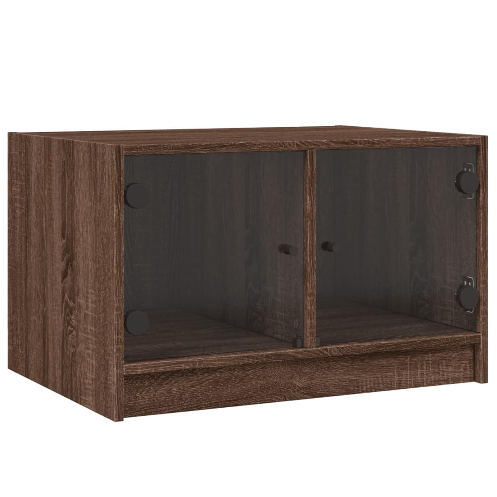 Homgoday Tavolino da caffè con ante in vetro rovere marrone, 68 x 50 x 42 cm, tavolino da tè per soggiorno, sala d'accoglienza degli ospiti, camera da letto e ufficio