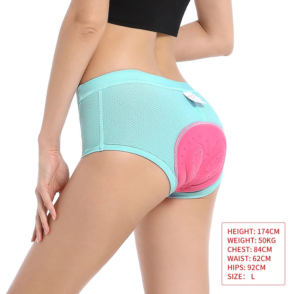 WOSAWE Donne Ciclismo Biancheria Intima Pantaloncini 3D Gel Imbottito Cuscino Mutanda Bicicletta Slip Traspiranti(Blu L)