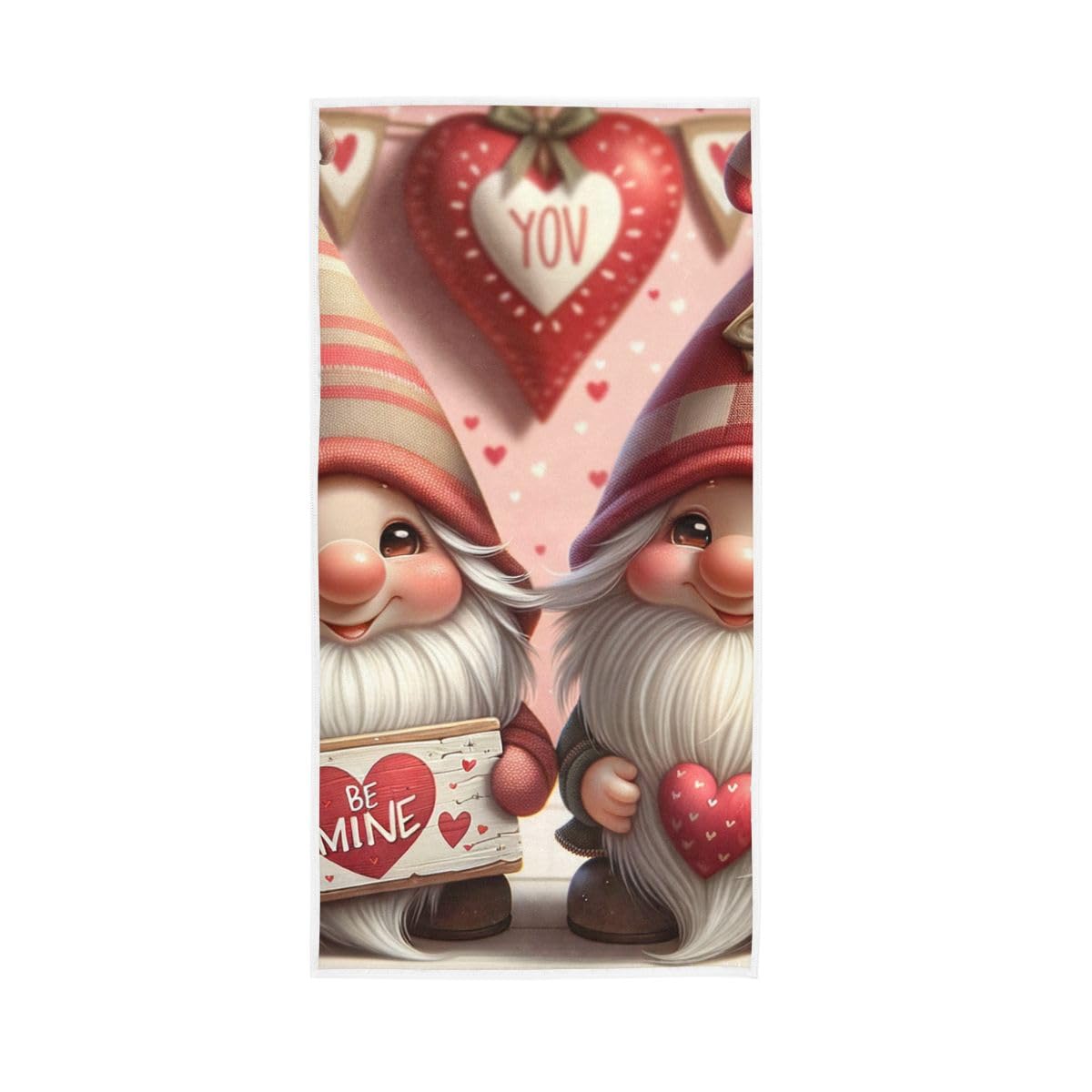 LSRCPD Gnome Be Mine Valentine's Day Hand Towels, 15 x 30 Inches, Soft Highly Absorbent Towels for Bathroom Gym Hotel