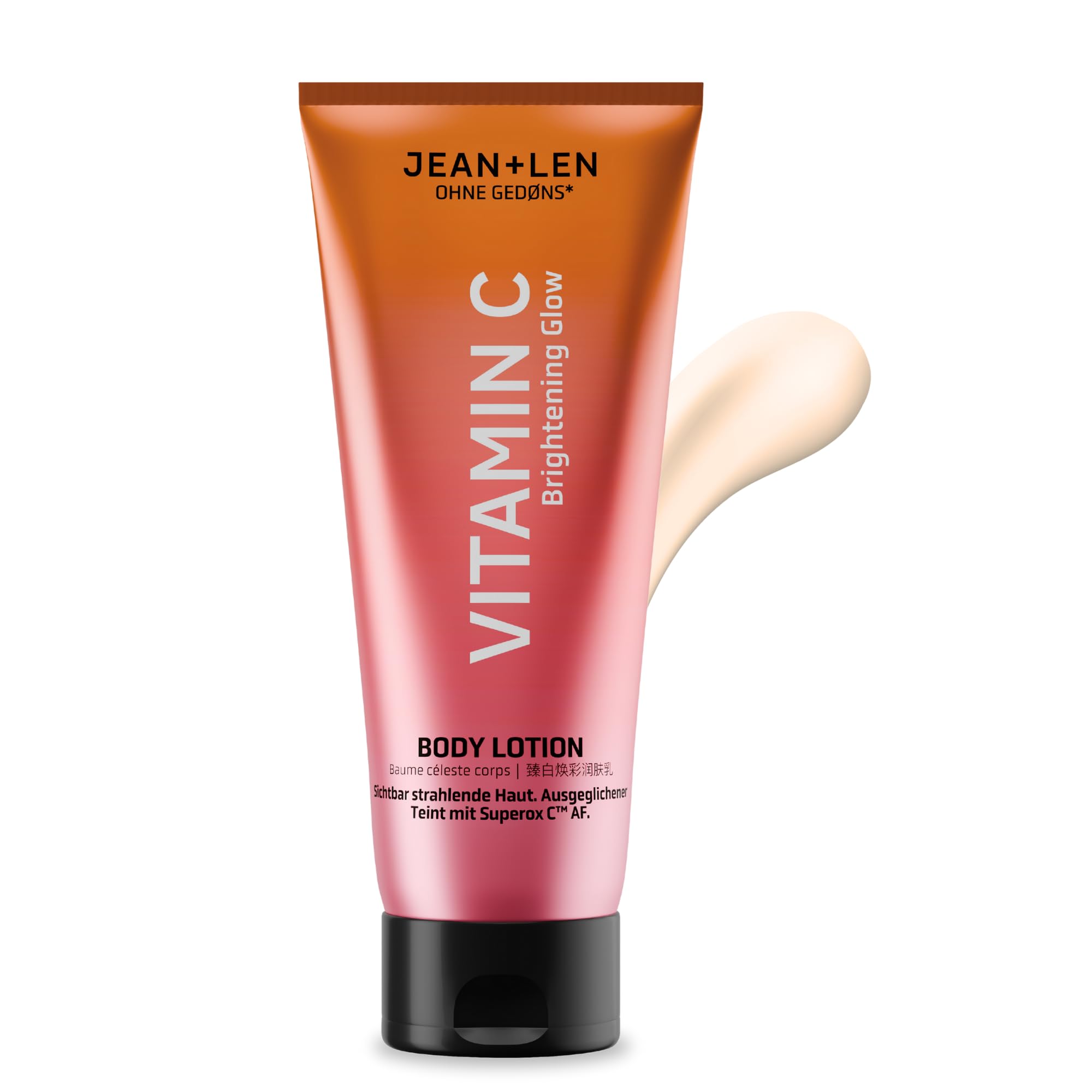 Jean & Len Body Lotion Vitamin C, mit Superox C™ AF aus Kakadu-Pflaume & Vitamin E, sorgt für strahlende Haut & einen ebenmäßigeren Teint, Körperpflege ohne Parabene & Silikone, vegan, 200 ml