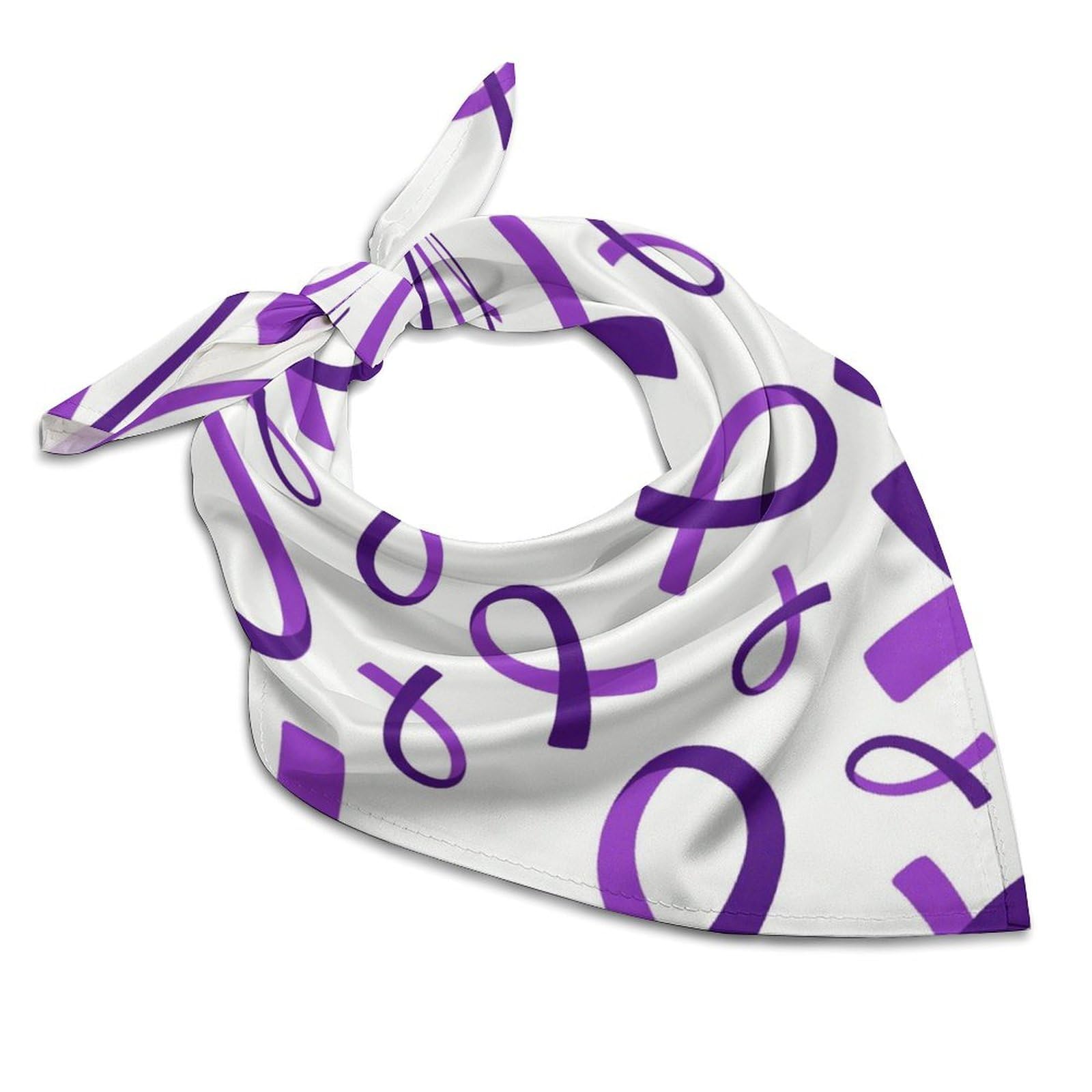 Csemeie Epilepsy Awareness Month Purple Ribbon Bandana Hair Scarf Headband Adjustable Neckerchief for Men Women Decor