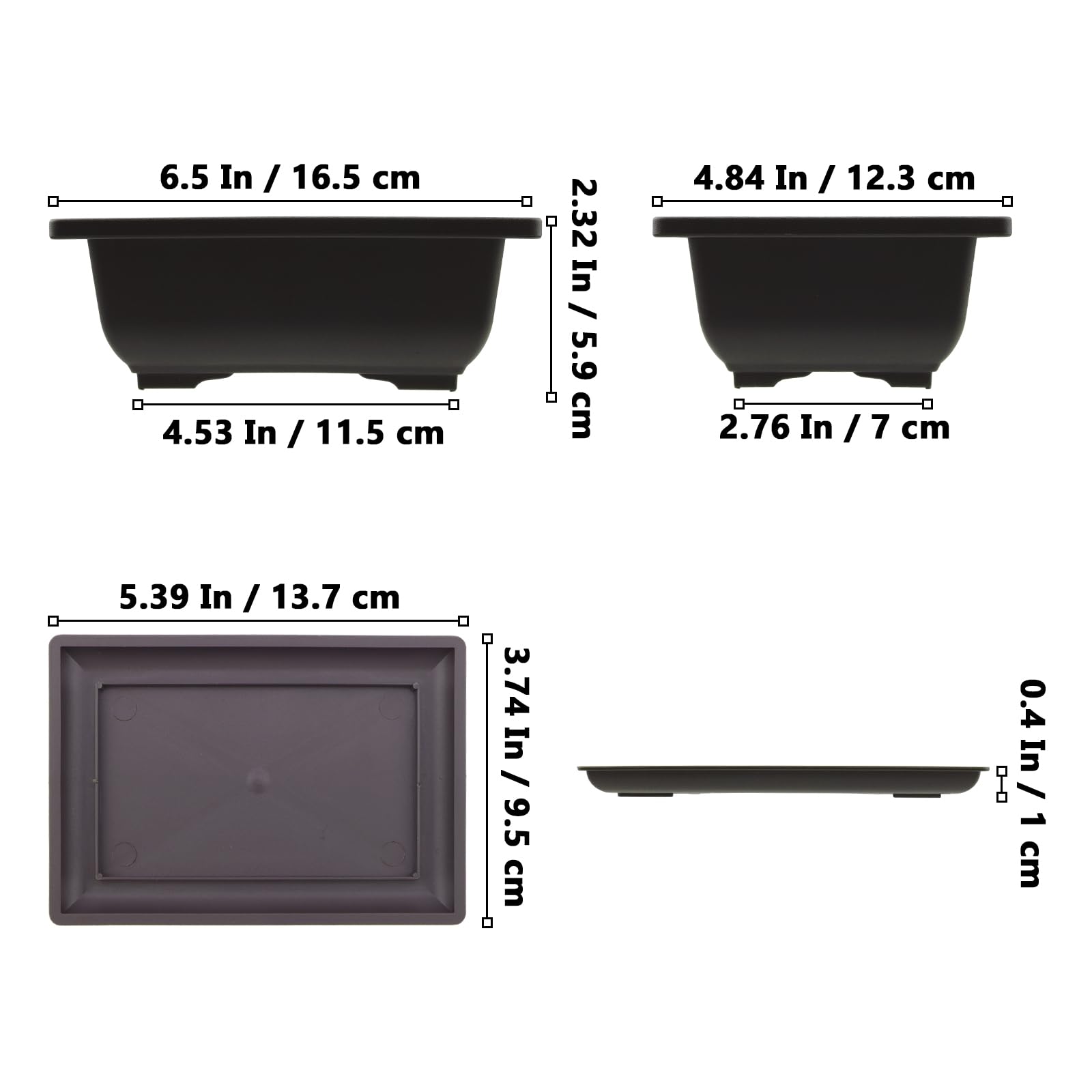 Doniczki treningowe bonsai, 12 sztuk, 16,5 x 12,3 cm, doniczki bonsai z podstawk?, plastikowa doniczka na bonsai, tworzywo sztuczne, doniczka na ro?liny do salonu, biura, ogrodu