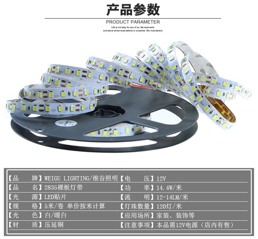 Exterior/interior decorativos, Juego de 4 rollos de tiras LED 2835SMD DC12V, 20 m, IP20, no impermeables, for decoración de salas de estar, pasillos, cocinas y bares.(Cool White)