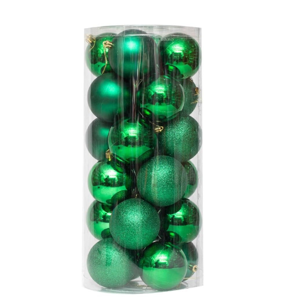 Juego de decoraciones de bolas de Navidad, 24 bolas de Navidad, adornos colgantes decorativos para árbol de Navidad, bolas colgantes irrompibles para decoración de fiestas, adornos navideños (color: