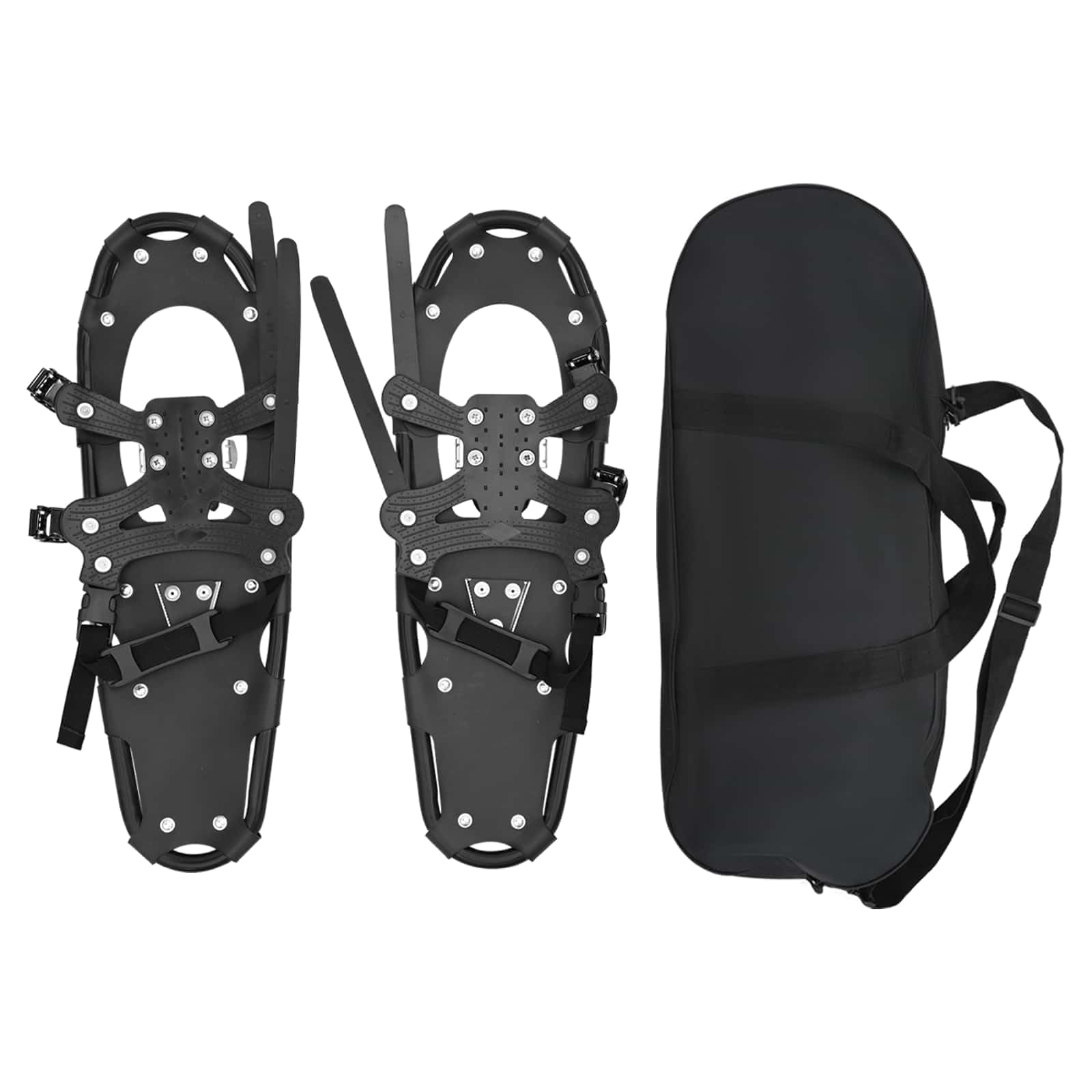 vidaXL Ciaspole 3 in 1 Nero 63 x 21 cm Alluminio e HDPE, Ciaspole in alluminio per il giardino, attrezzatura outdoor regolabile, accessori moderni per camminare sulla neve