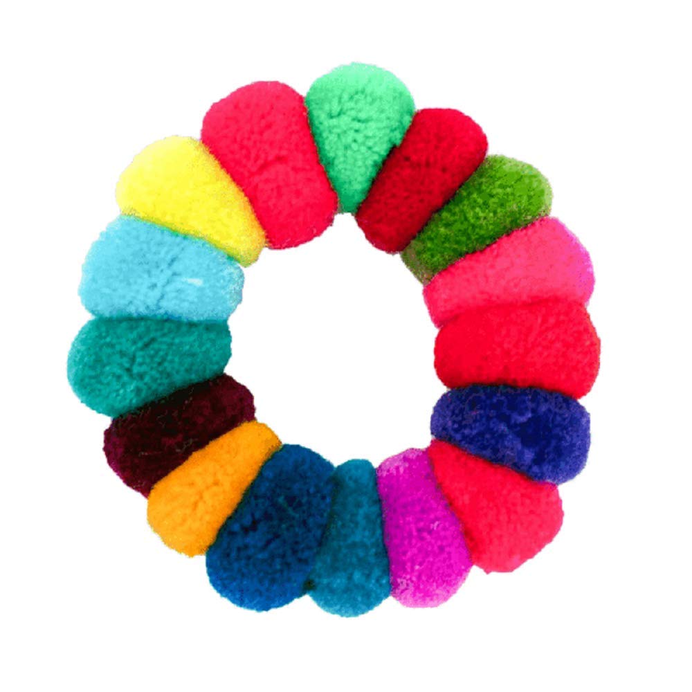 Scrunchies 12 Pack Peru Multicolored PomPom Elastic Strings Artisan Made
