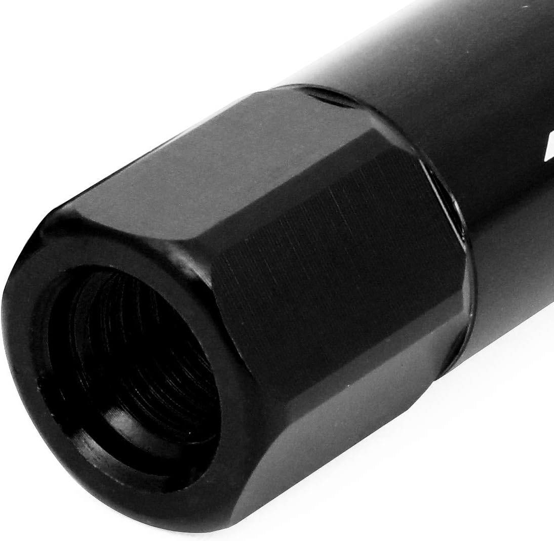 J2 Engineering 20Pcs M12 x 1.25 7075-T6 Aluminum 107mm Spiked End Lug Nut w/Socket Adapter (Black)