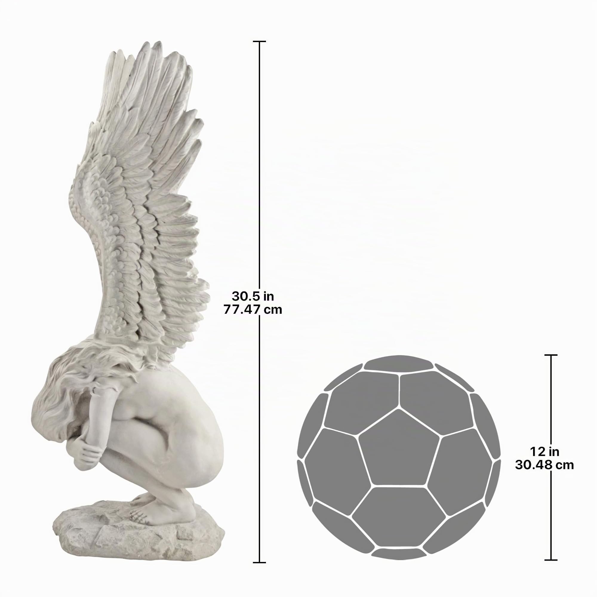 Design Toscano NG33660 Scultura Angelo del Ricordo e della Redenzione, Grande, Avorio, 28x20.5x77.5 cm