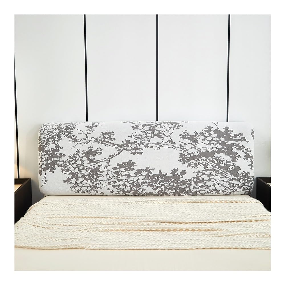 VONCYKI 1 PC Headboard Cover Elastic Jacquard Bedside Cover For Bed In Bedroom Easy To Clean Headboard Cover A Pattern Of Fancy Trees(Grey,200cm)