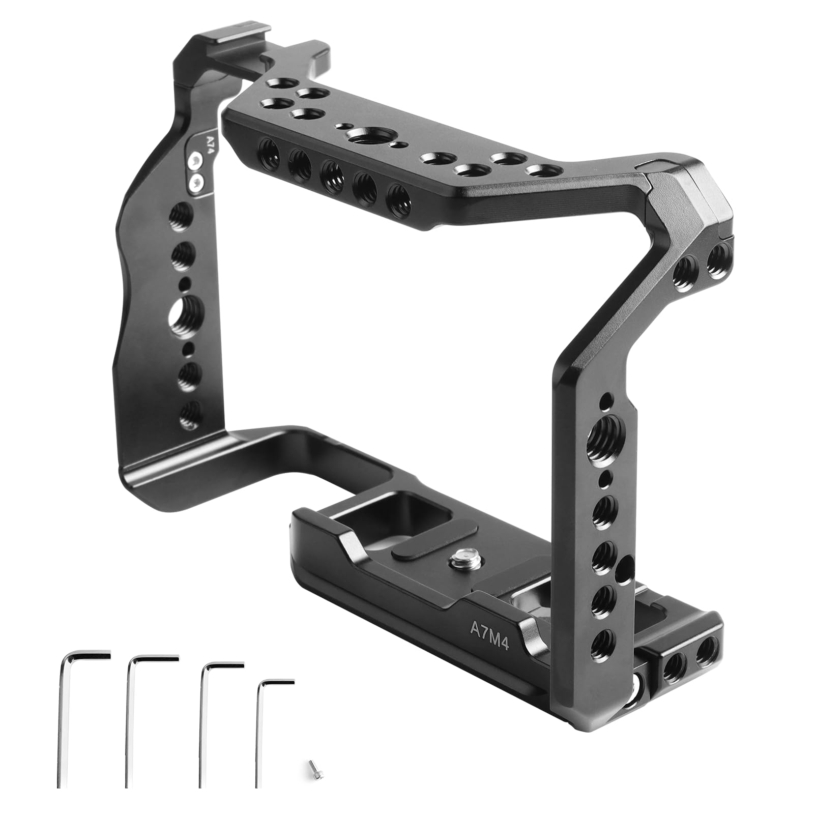 A1/A9 II/A7R4A/Alpha 7S III/ILCE-7M4/A7R4 Kamerakäfig, A7S3/A7SM3/A7S III/A7R IV Käfig mit Cold Shoe Mount für ARCA und kompatibel mit ARRI 3/8 Zoll Schnittstelle für Filmemachen